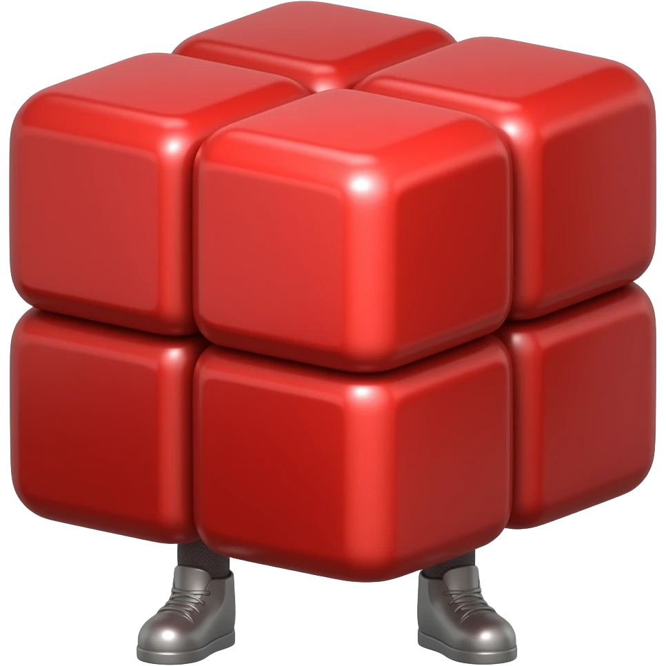 A red cube with no arms just with legs emoji