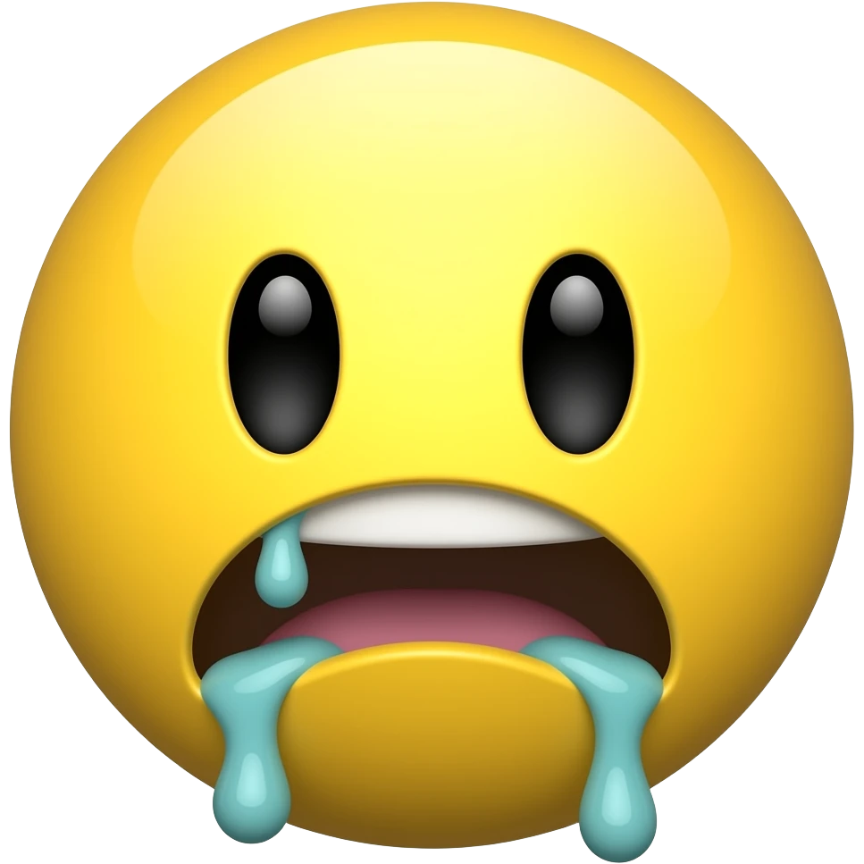 Yellow round glossy Emoji projectile vomiting emoji