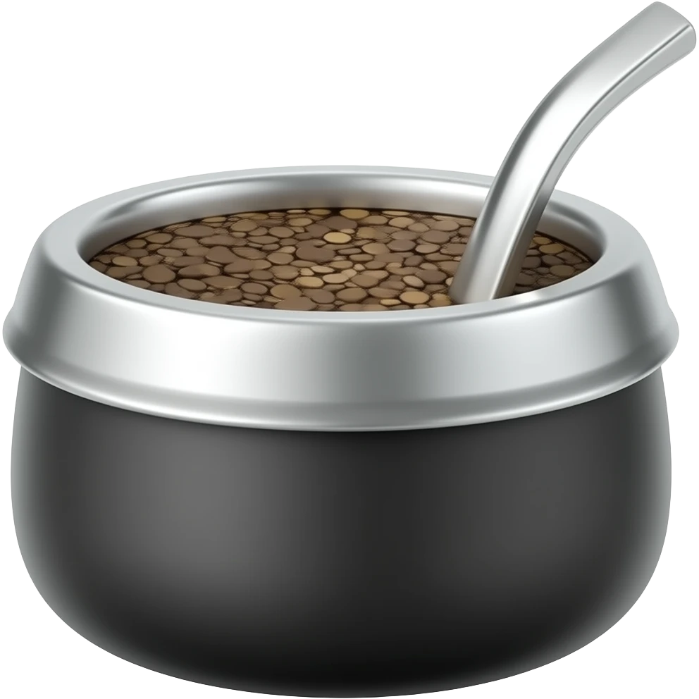 mate argentino cuadrado de acero color total negro con bombilla plateada emoji