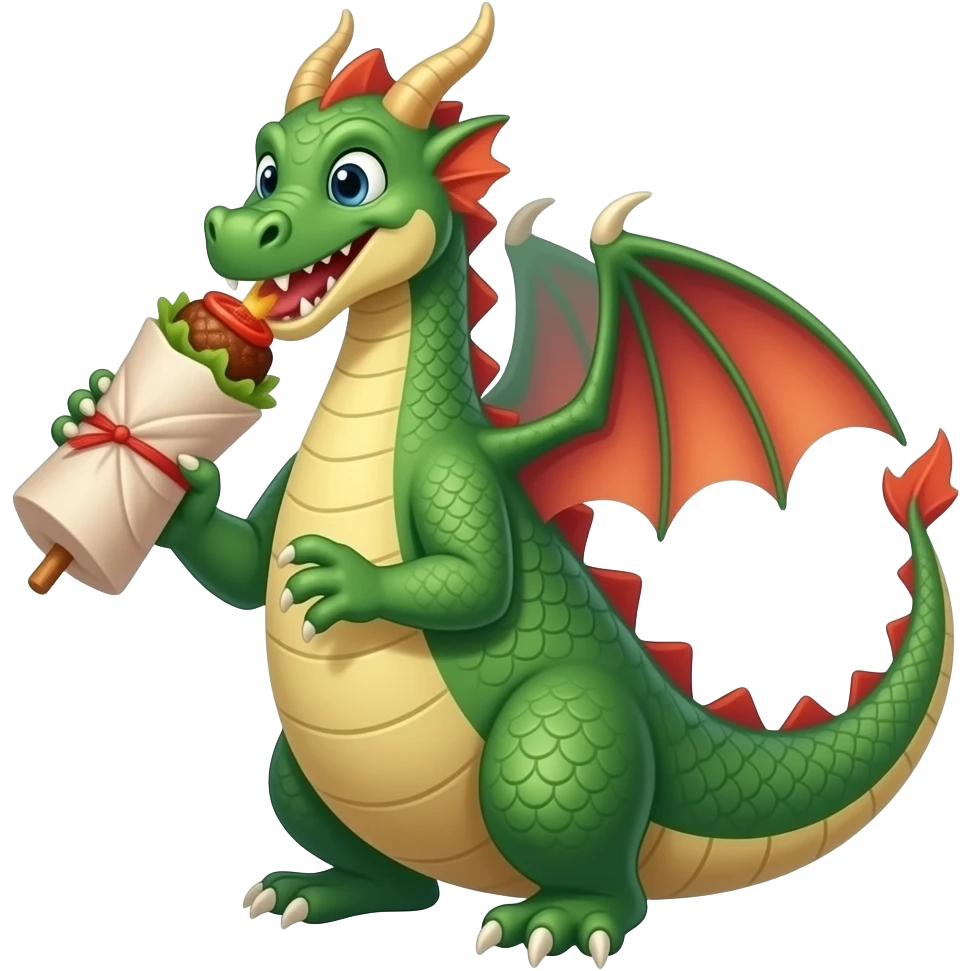 Dragon qui mange un kebab emoji