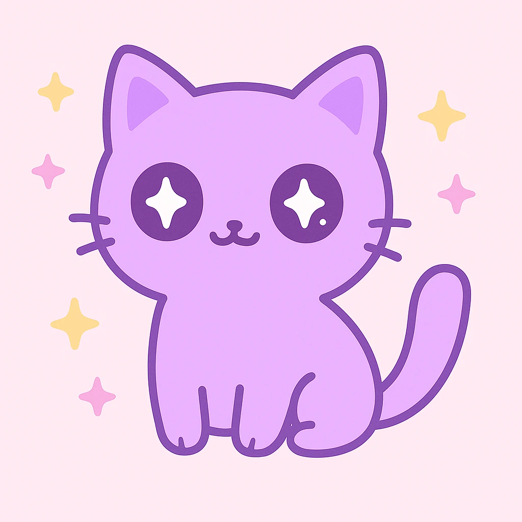 Make the kitten purple, keep the kawaii style. emoji