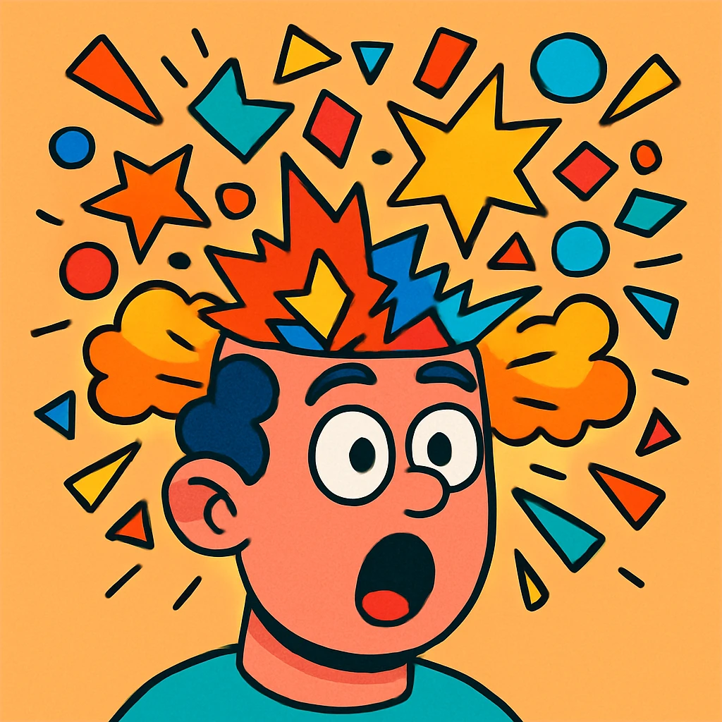a cartoon head exploding, vibrant and expressive emoji