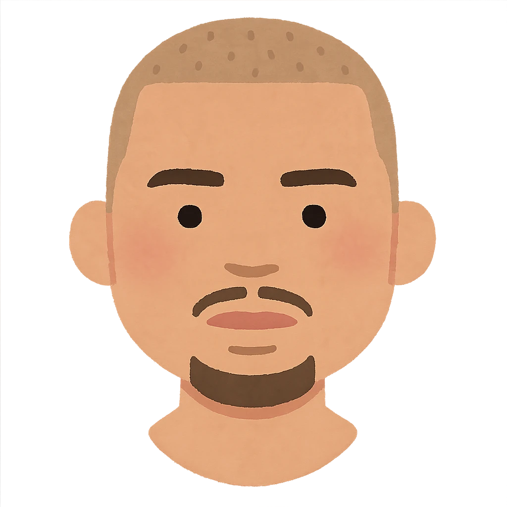 Chris Brown's head in Irasutoya style, neutral expression, simplified features, gentle color palette, no background emoji