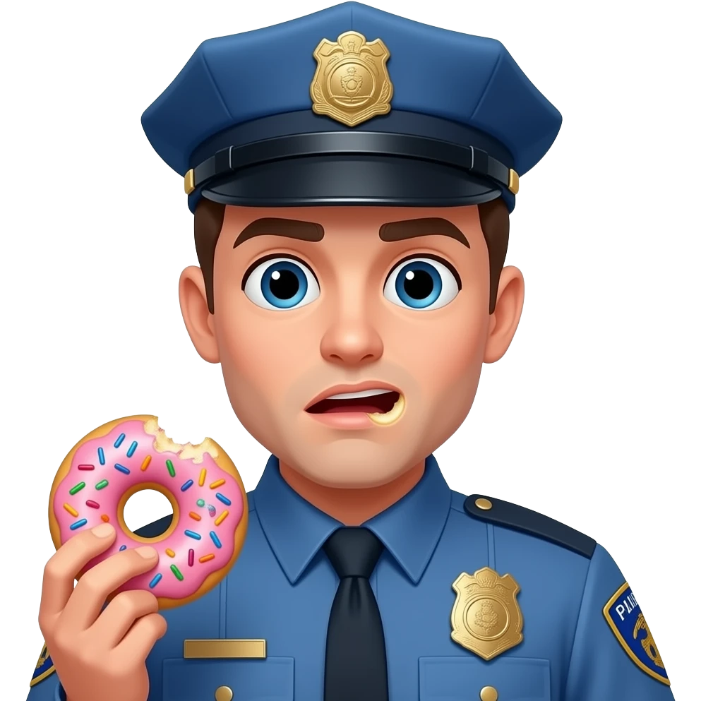 cop eating a donut closeup emoji