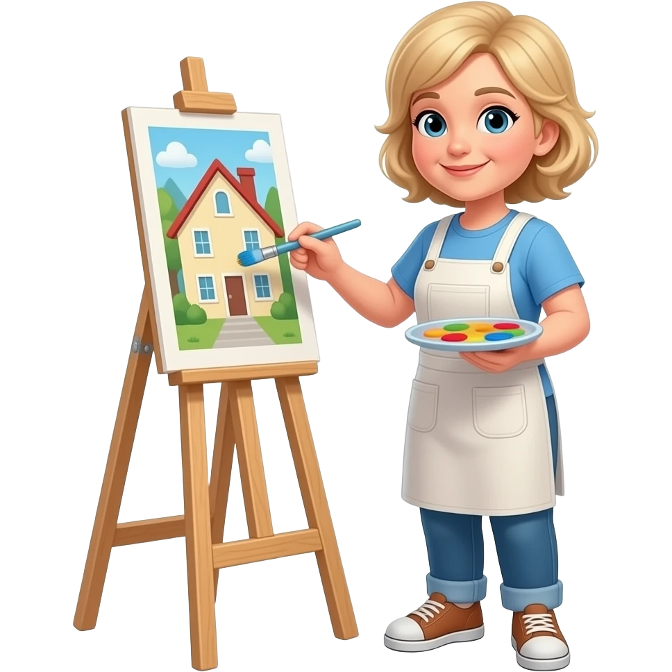 50 year old Medium blonde hair woman painting a house emoji