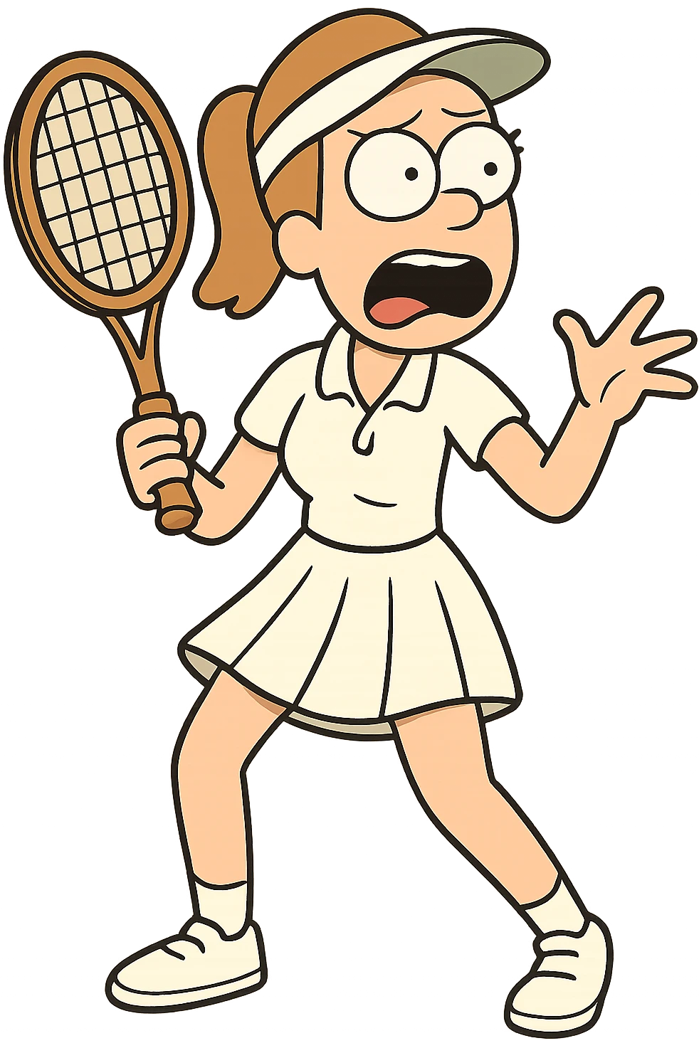 white pleated tennis skirt, classic tenniswear, pleats visible, isolated on transparent background emoji