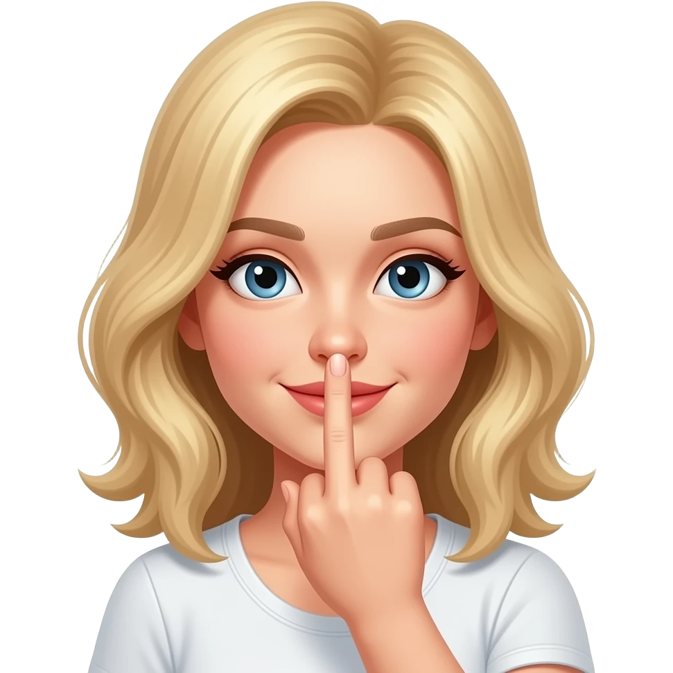 middlefinger on face on nose beautiful blonde girl emoji