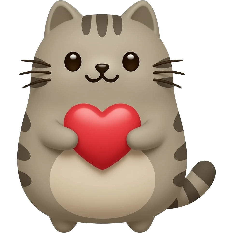 Cute pusheen holding a heart emoji