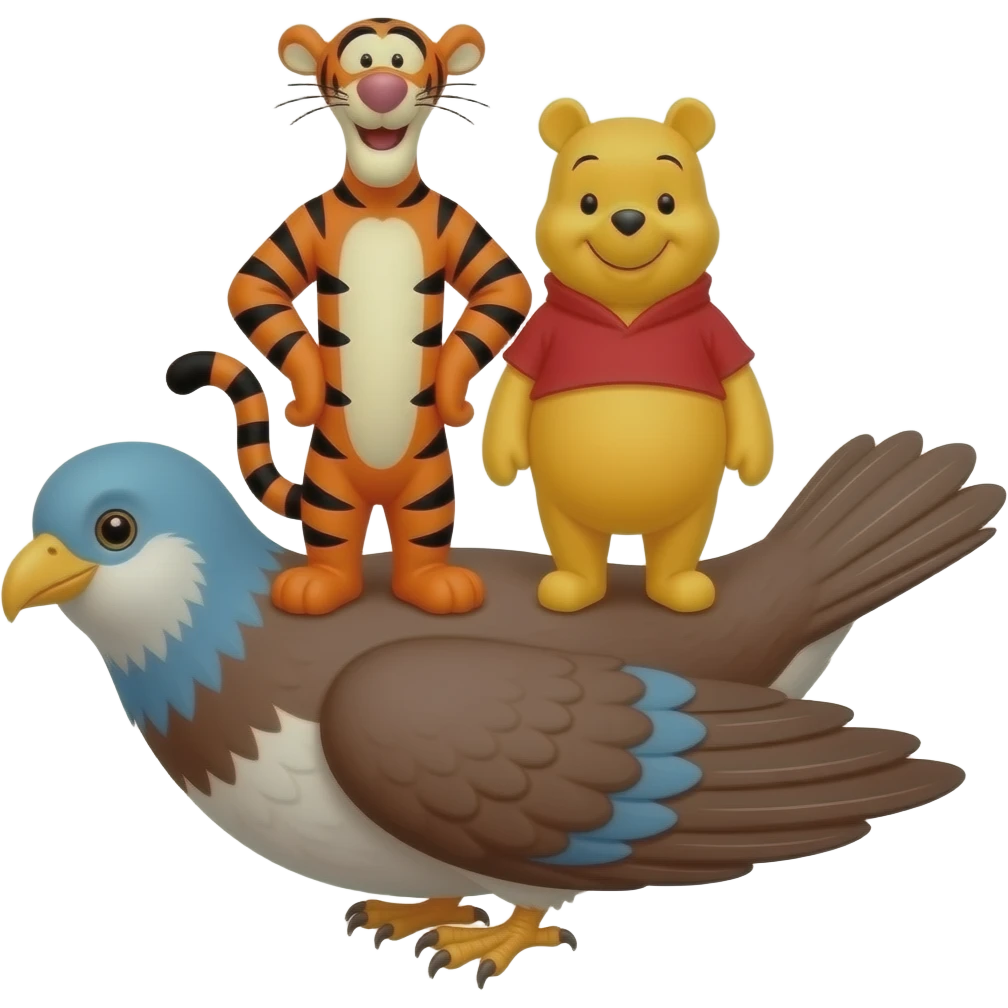 Bootleg Mania! tigger and Pooh on a b birds emoji