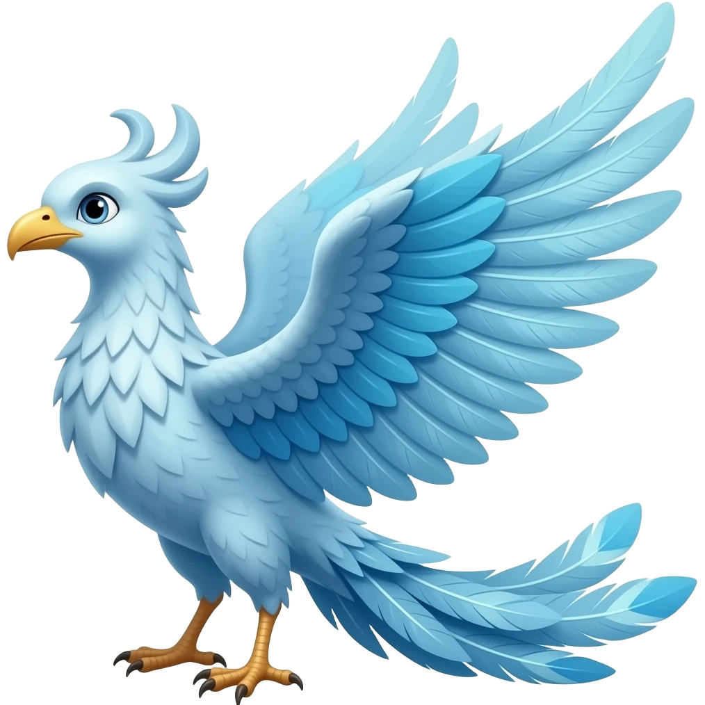 Phoenix emoji but instead of fire feathers,icy blue feathers. The Phroeezenix emoji