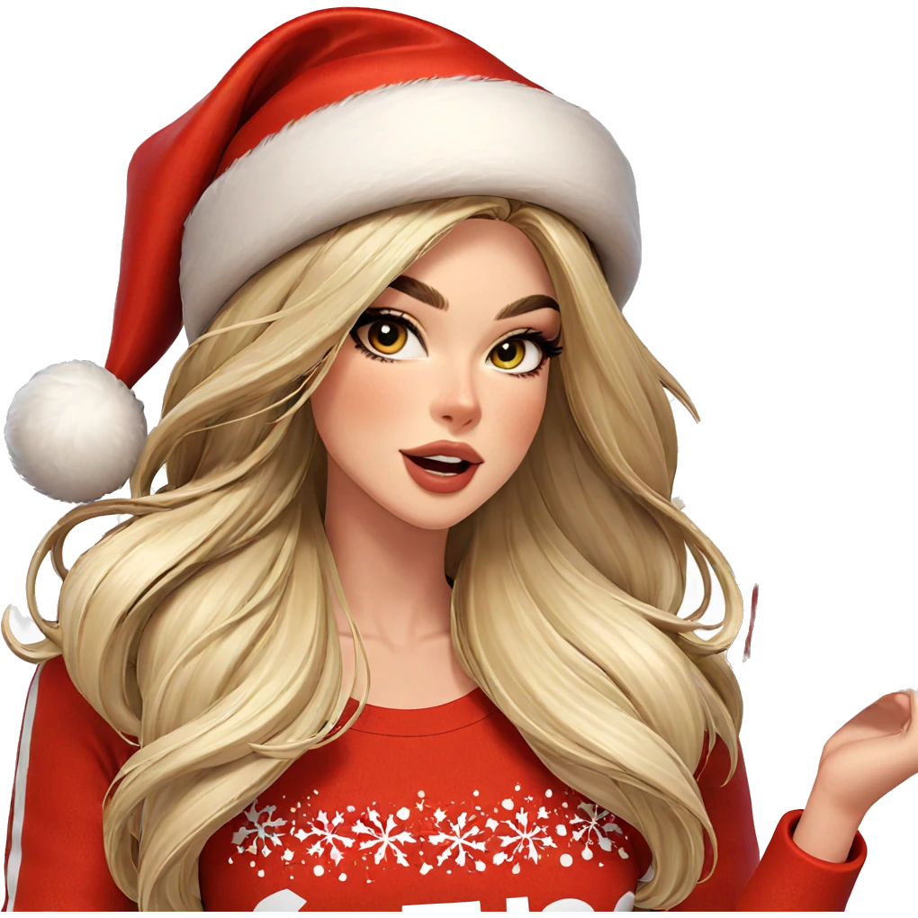 girl in santa hat gift emoji