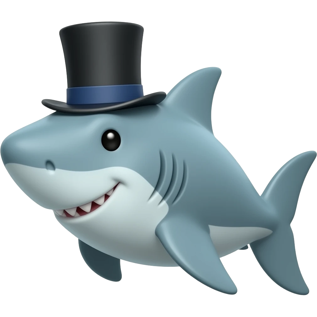 Shark with a top hat emoji