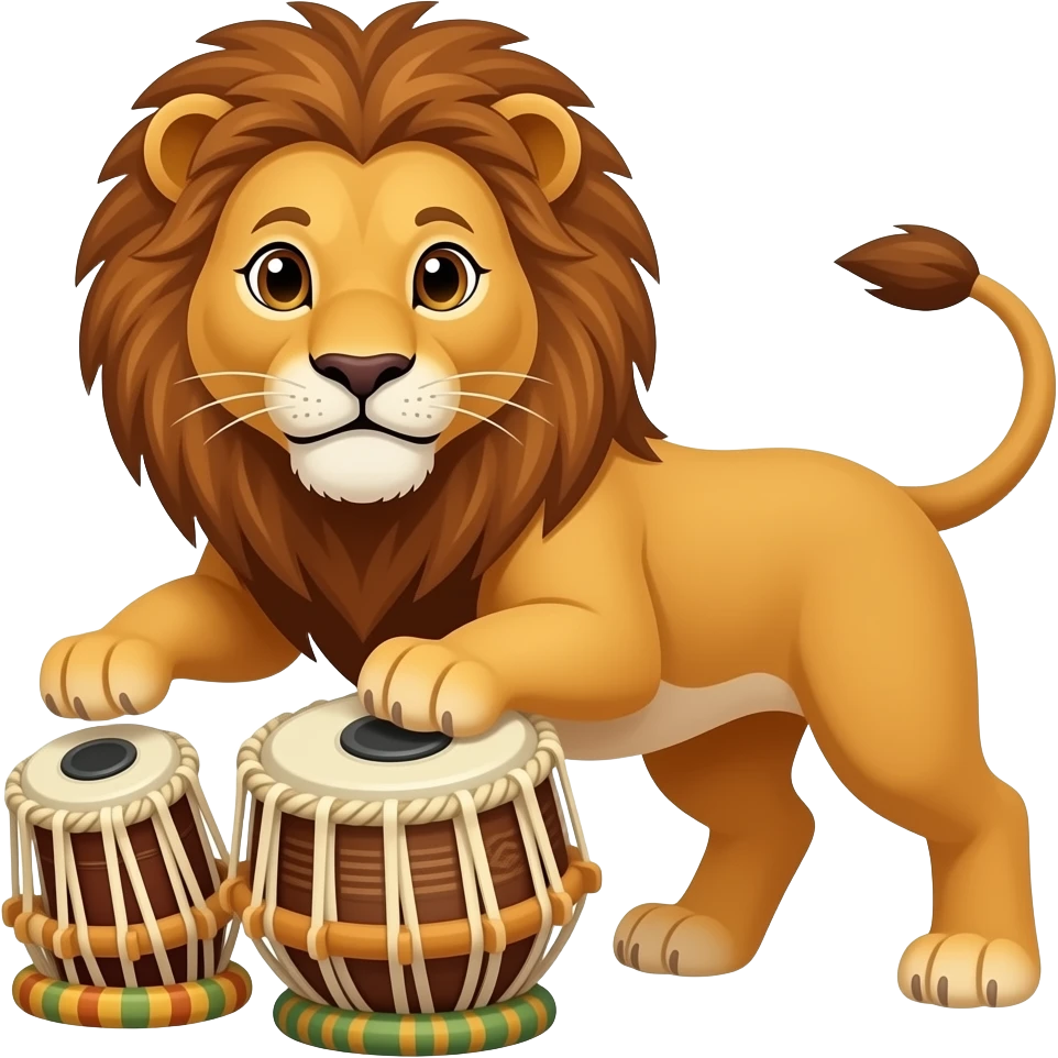 A lion playing indian tabla emoji