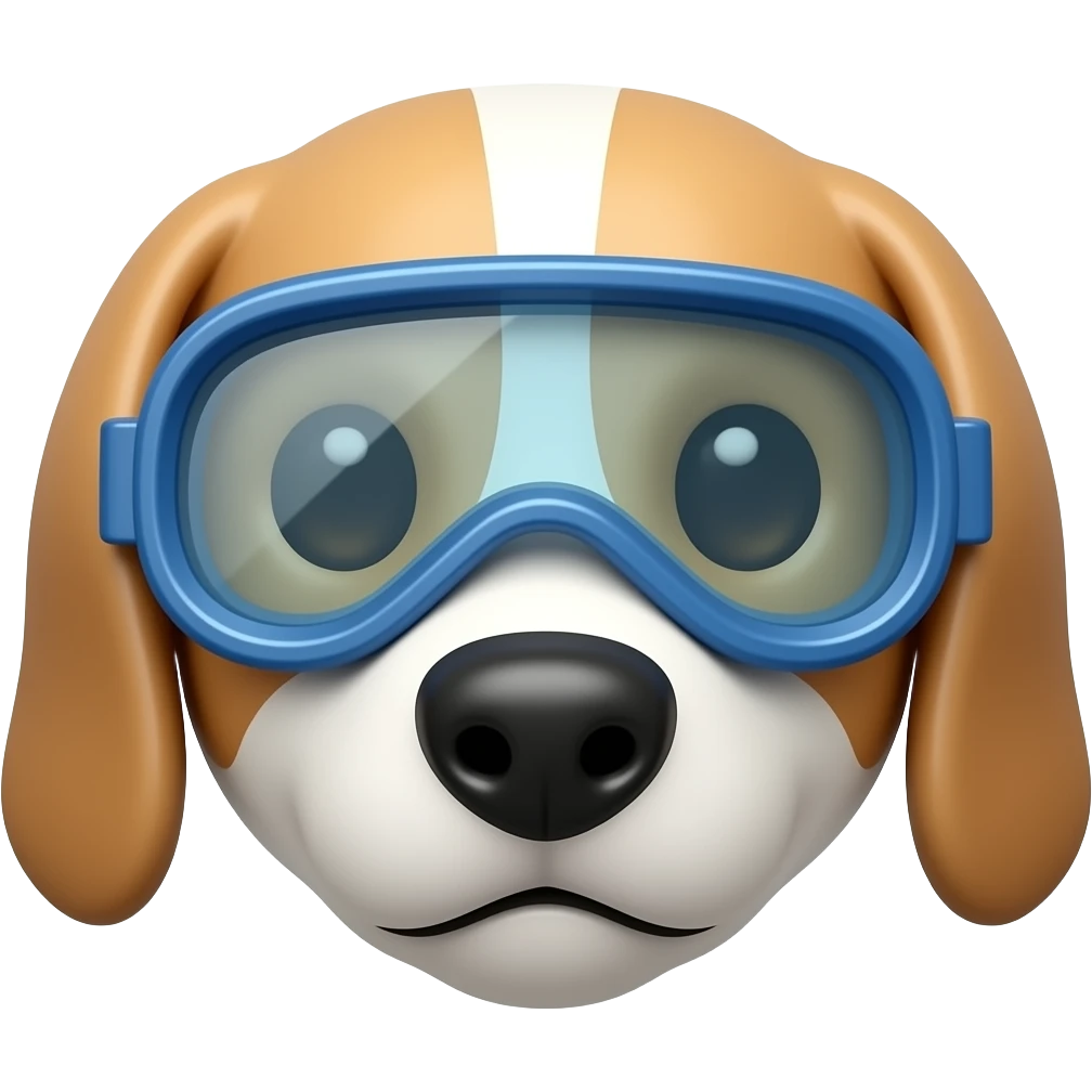 dogs head wearing diving goggles emoji