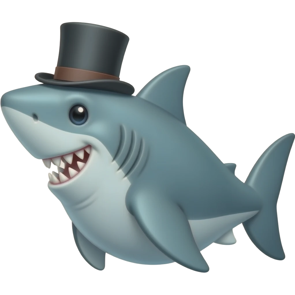 Shark with a top hat emoji