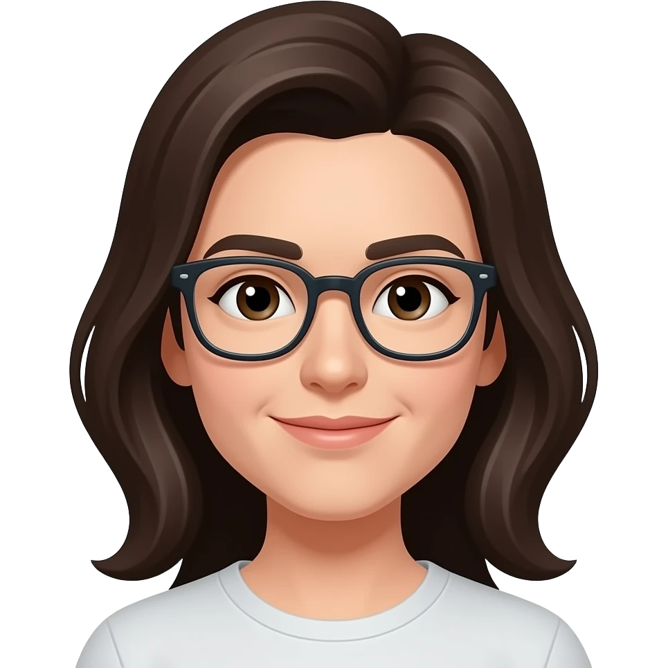 cjeuveux mi-long + brune + visage long +cheuveux noir+ lunettes stp emoji