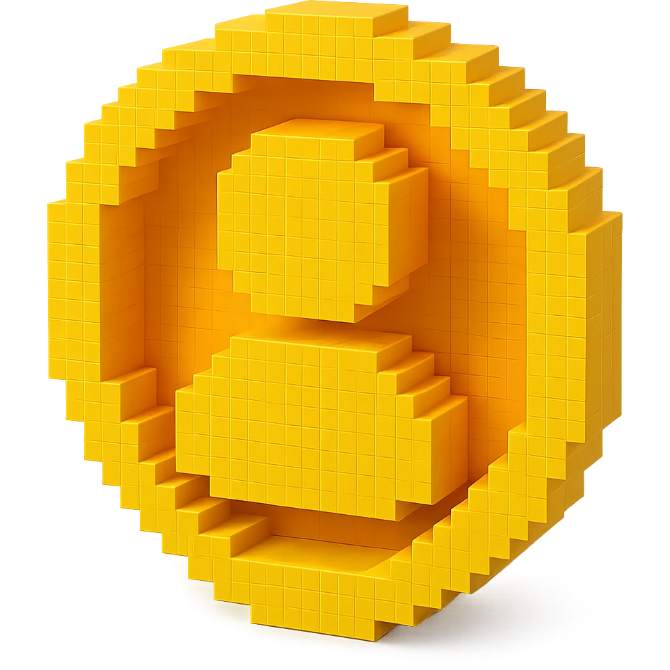 Convert this profile icon to a simple and modern voxel style, keeping the yellow color, with a transparent background. emoji