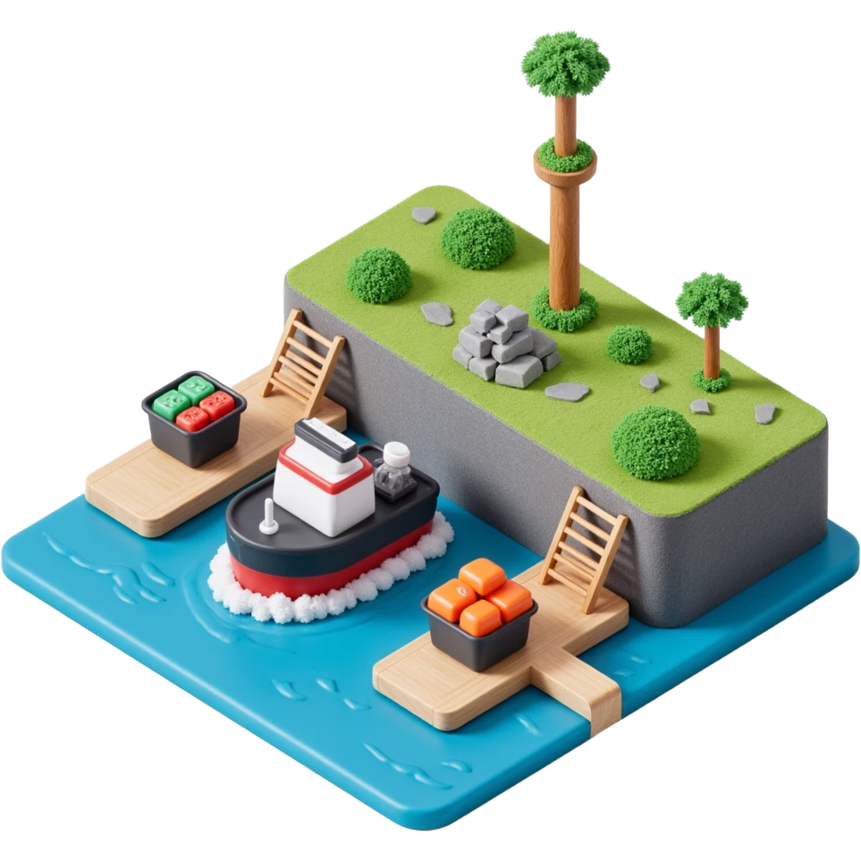 port with cargo ship
 emoji