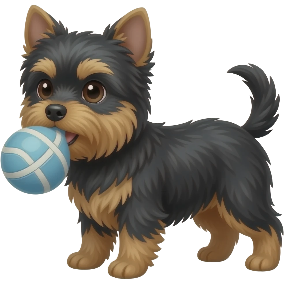 Black yorkie drinking buzzball emoji