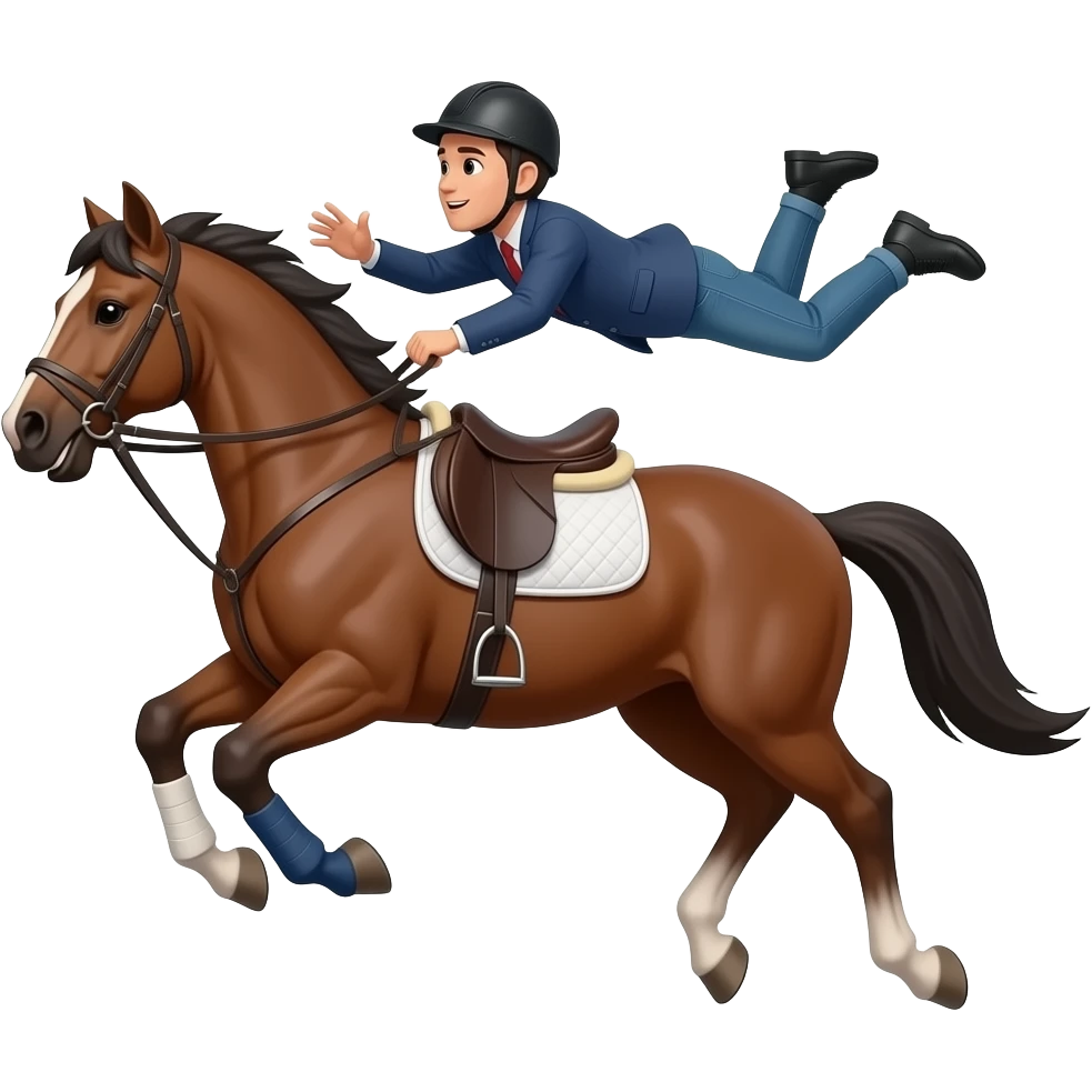 1 persona montando a caballo pero que se cae emoji