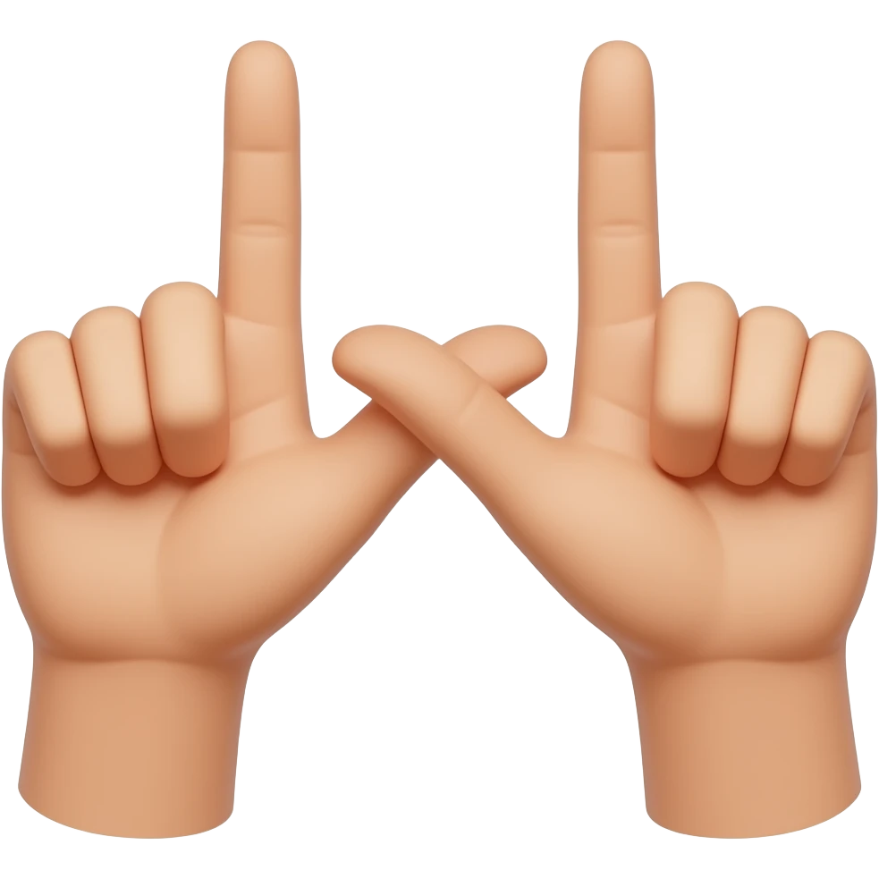 two hands making a letter w with thumbs attached in an upside down v and pointer fingers straight up and the rest of the fingers down emoji