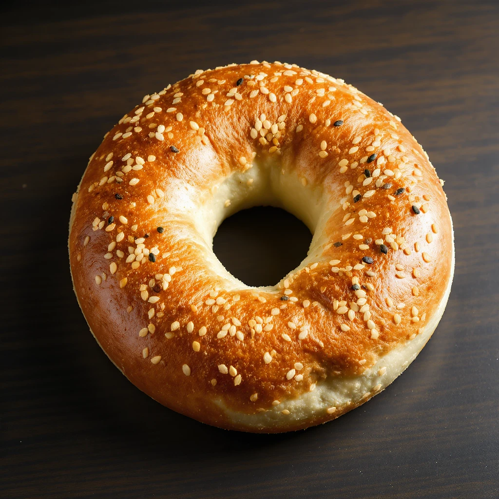 a simit, the Turkish sesame bagel, realistic style, highly detailed and photorealistic emoji