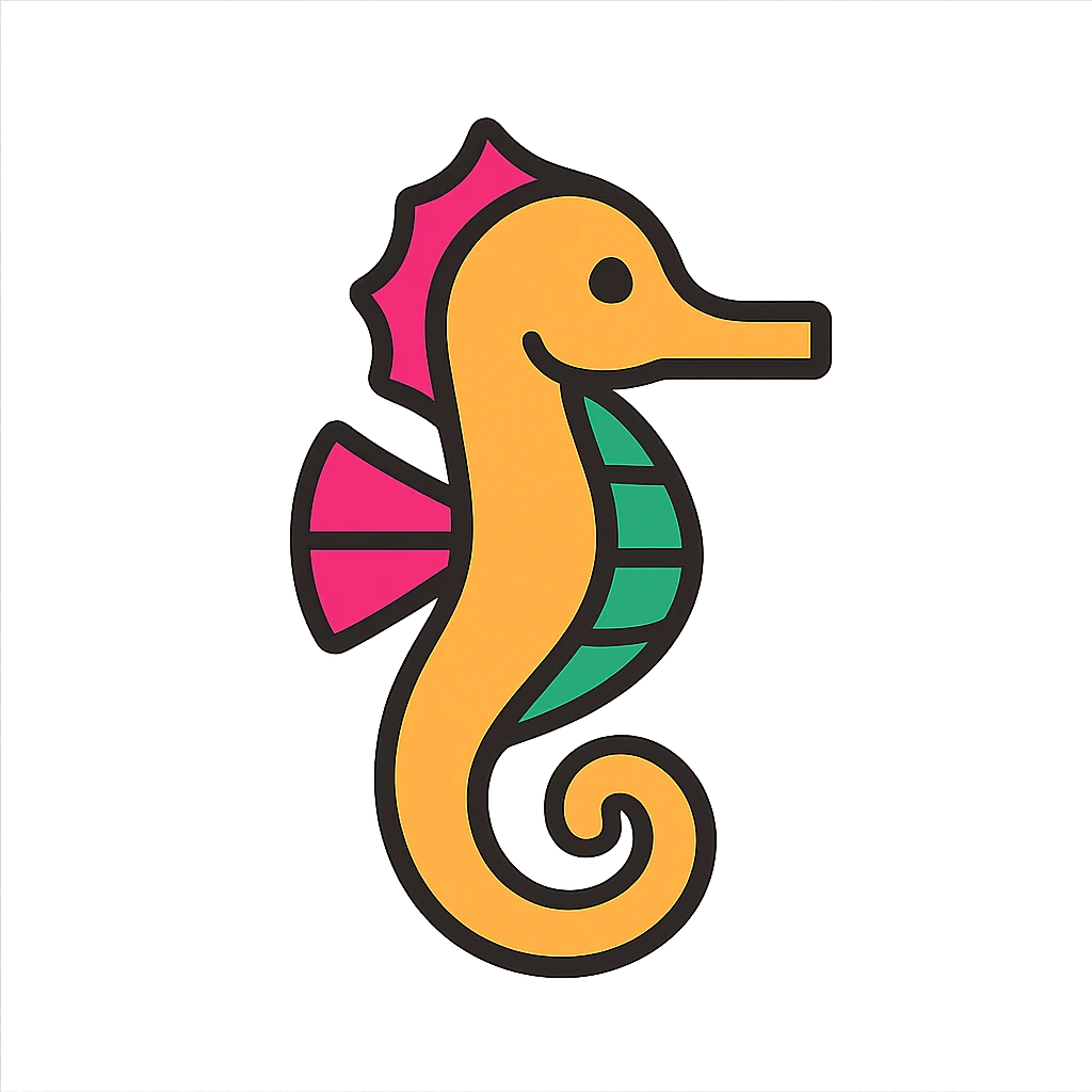 clean and modern seahorse color outline icon emoji