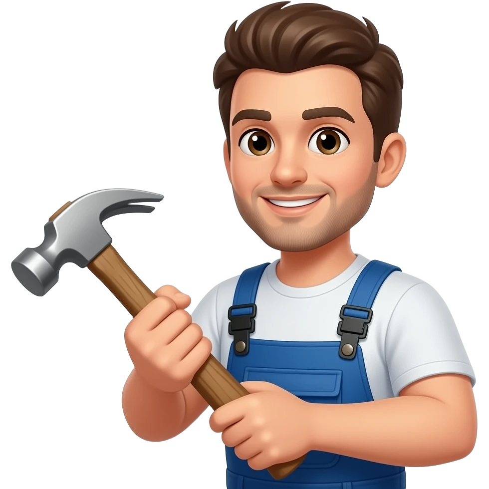 man using hammer emoji