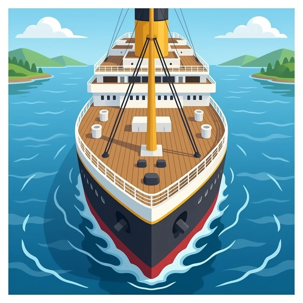 close up of the titanic bow deck from birds eye view emoji