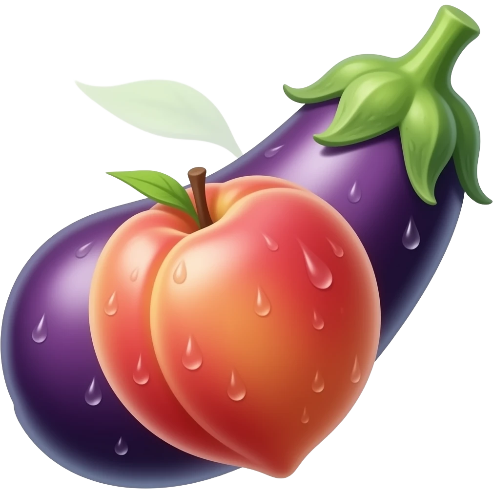perzik en aubergine, wat pittiger en vuriger en natter, hartstochtelijke emoji
