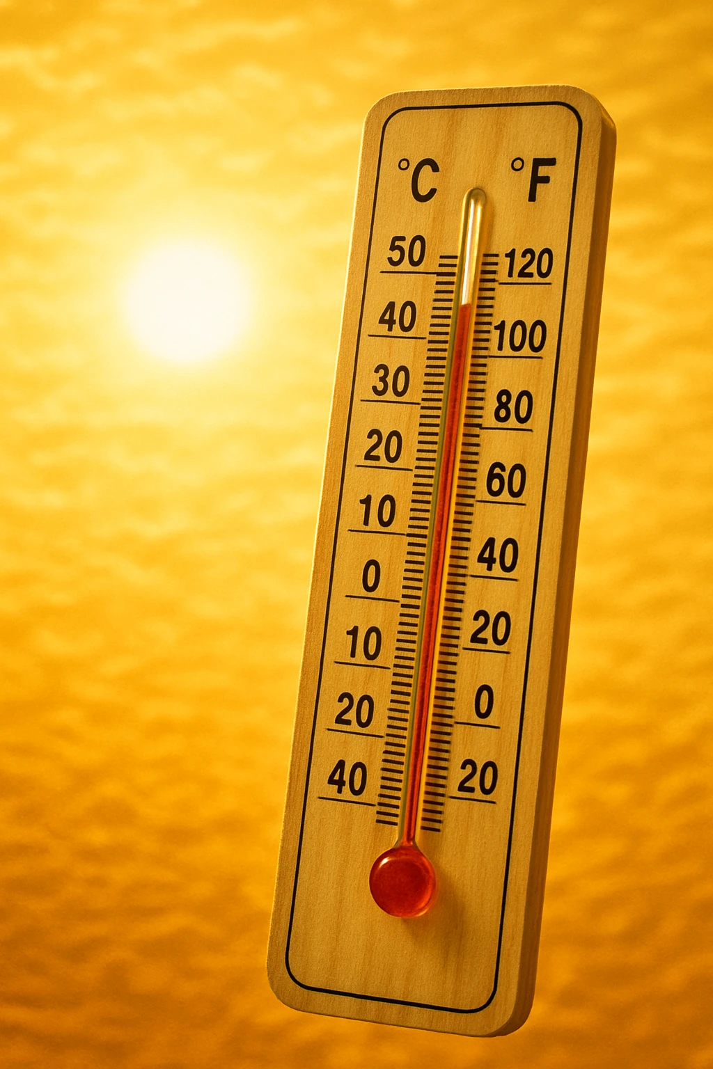 Heat wave with a thermometer showing high temperature. emoji