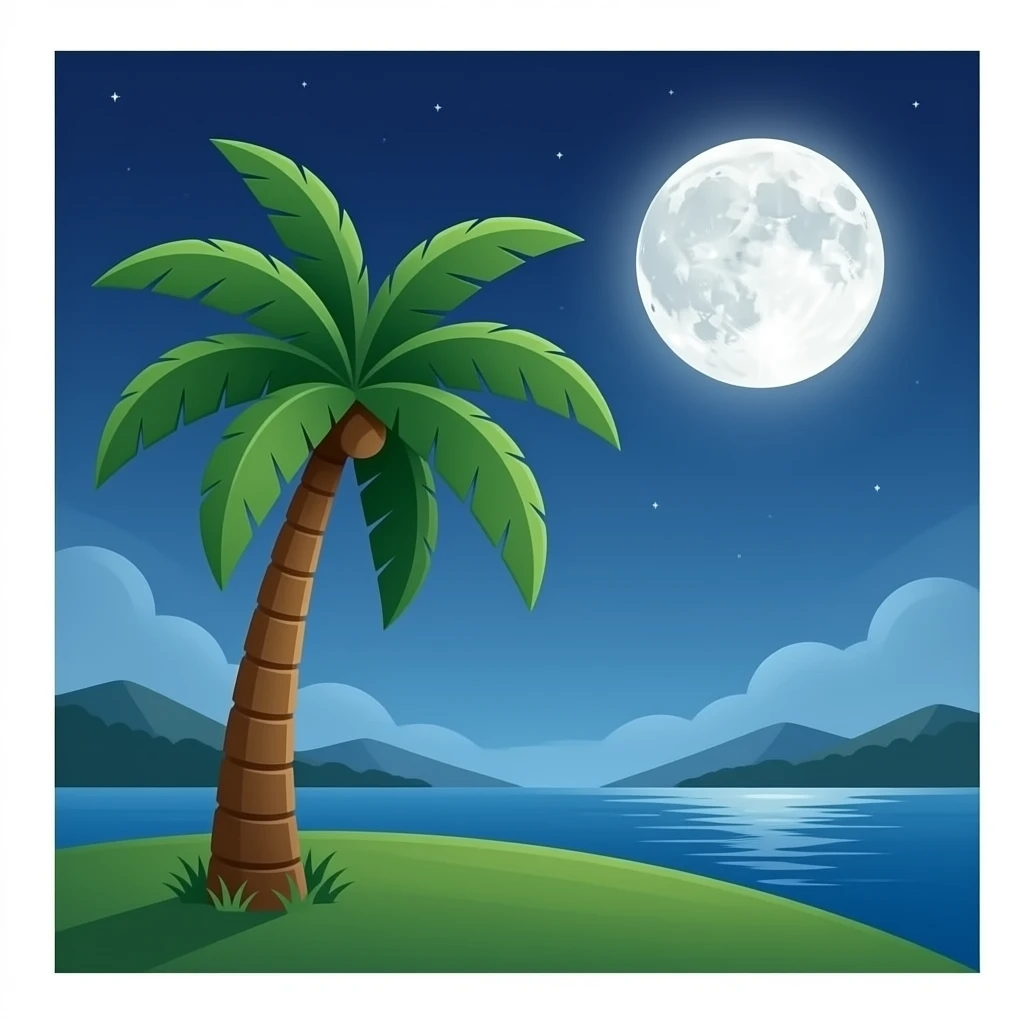 Palmetto tree and moon emoji