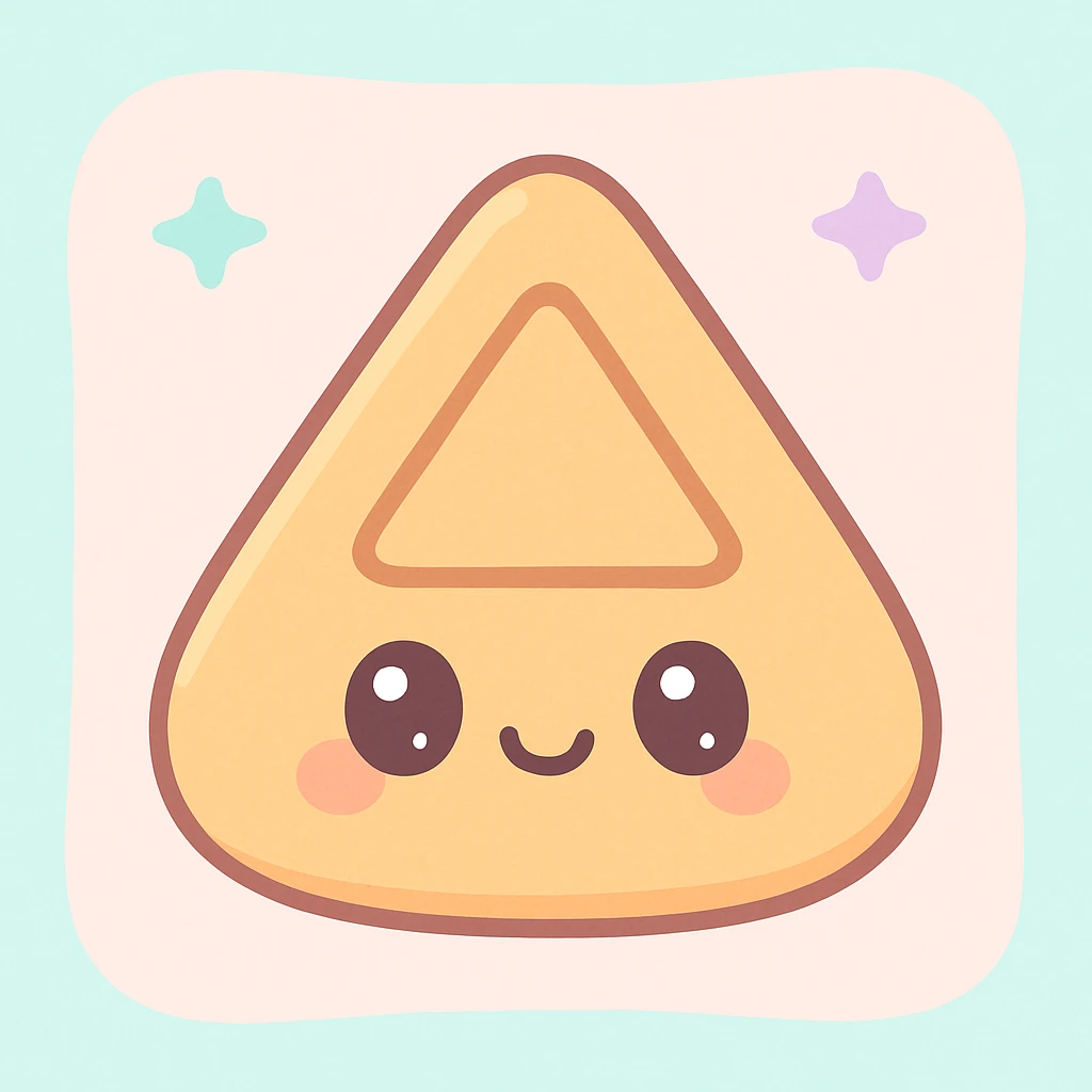 kawaii style dalgona candy with triangle shape, inspired by Squid Game emoji