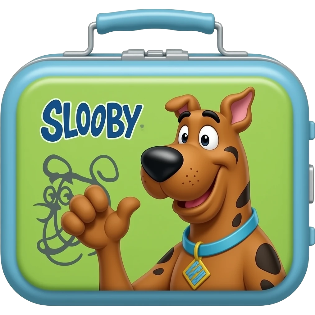 lonchera de Scooby Doo con su nombre bien escrito en ella si que sea identifico a el emoji