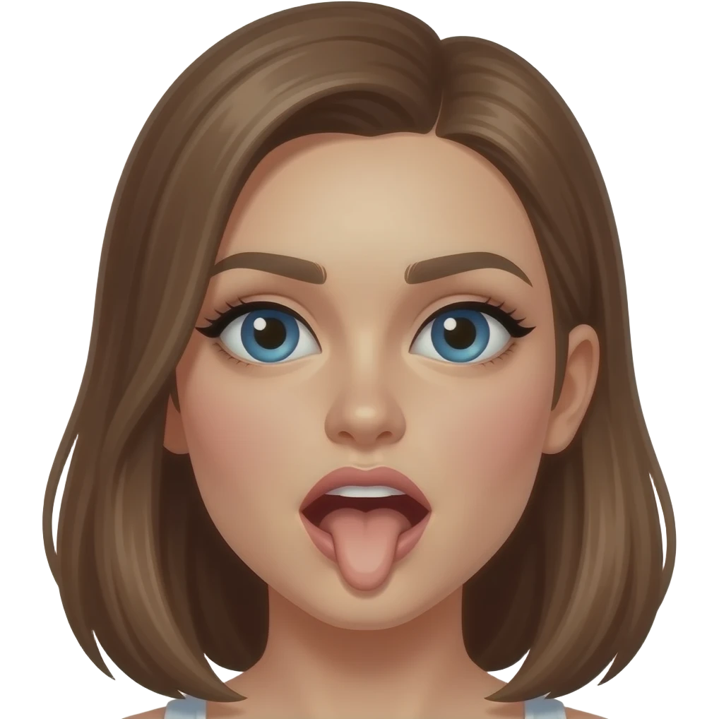 Penis fully inserted into pretty mouth with only testicles left out and slapping pretty girls face.     balls slapped across her face emoji