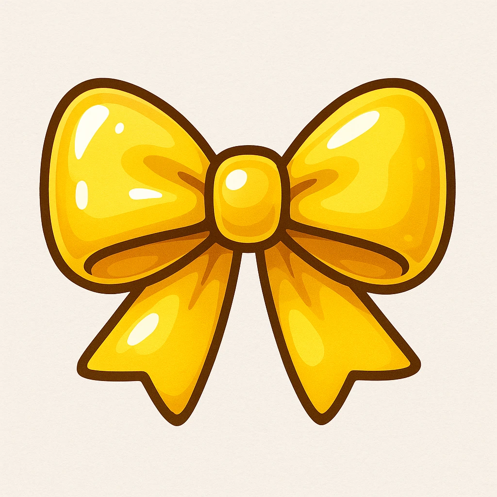 yellow bow emoji, cute and shiny emoji