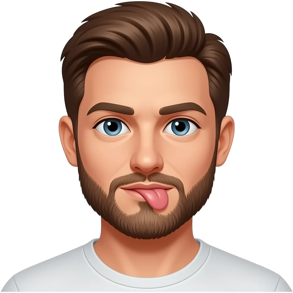 Brown hair man with beard Licking butt emoji