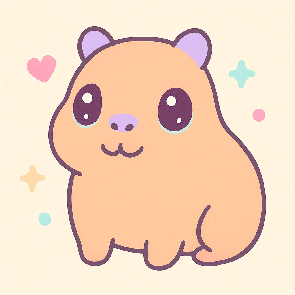 cute capybara, friendly and charming, kawaii style, simple and sweet emoji