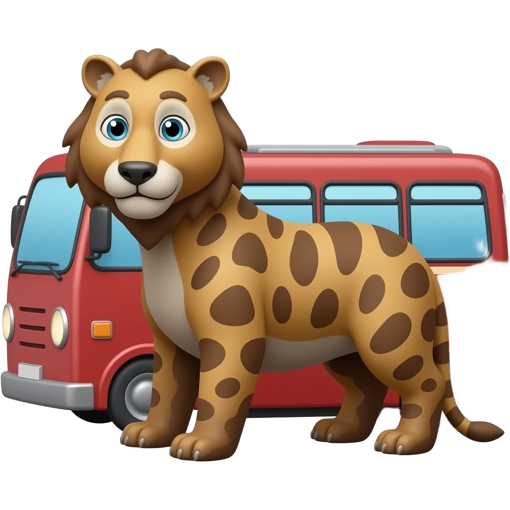 Red bus zoo animal emoji emoji