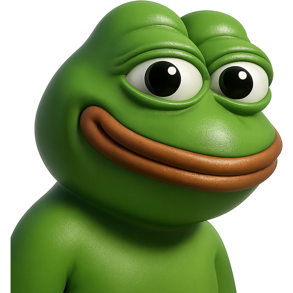 pepe in
- 3d style
- bright green
- smiling
- looking straight at the camera
- good highlights and shadows
- 30deg angled towards the right emoji