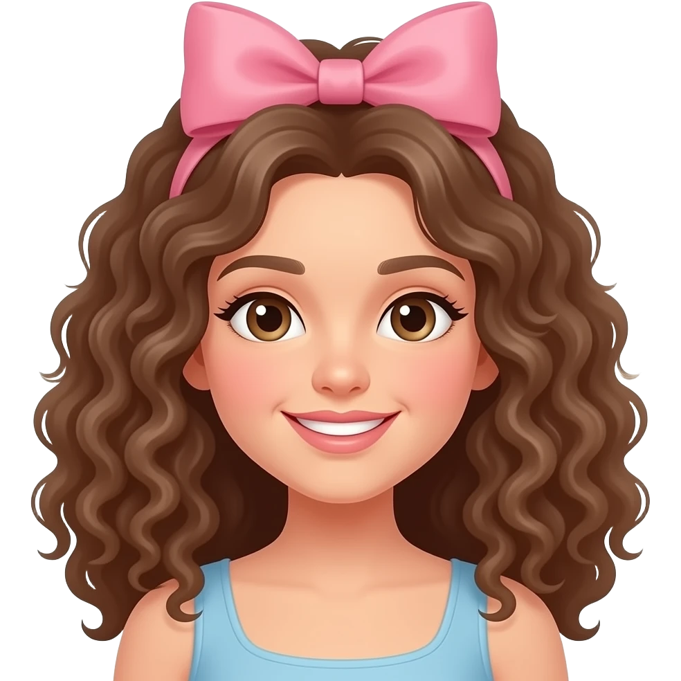 Bonwca de cabelo cacheado com laço emoji