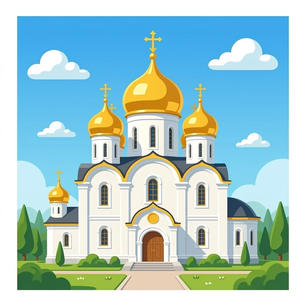 Russian church white with golden domes emoji