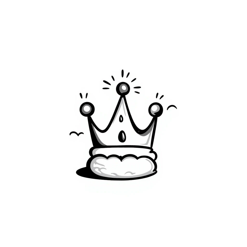 hand-drawn doodle of a crown with playful lines emoji