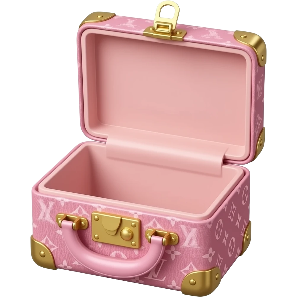 cosmetiquero realista con cierre grueso  dorado  abierto LV rosado vacio emoji