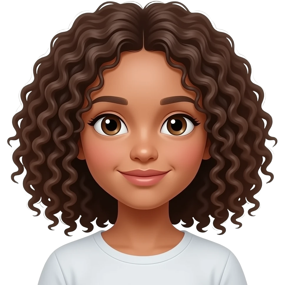 Una niña super rizada pero que la niña sea de color piel blanca emoji