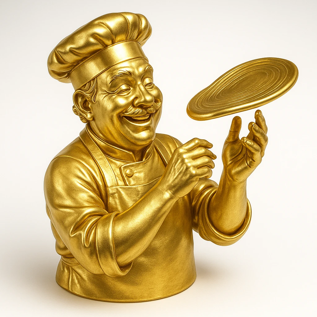 smiling Italian chef spinning pizza dough emoji