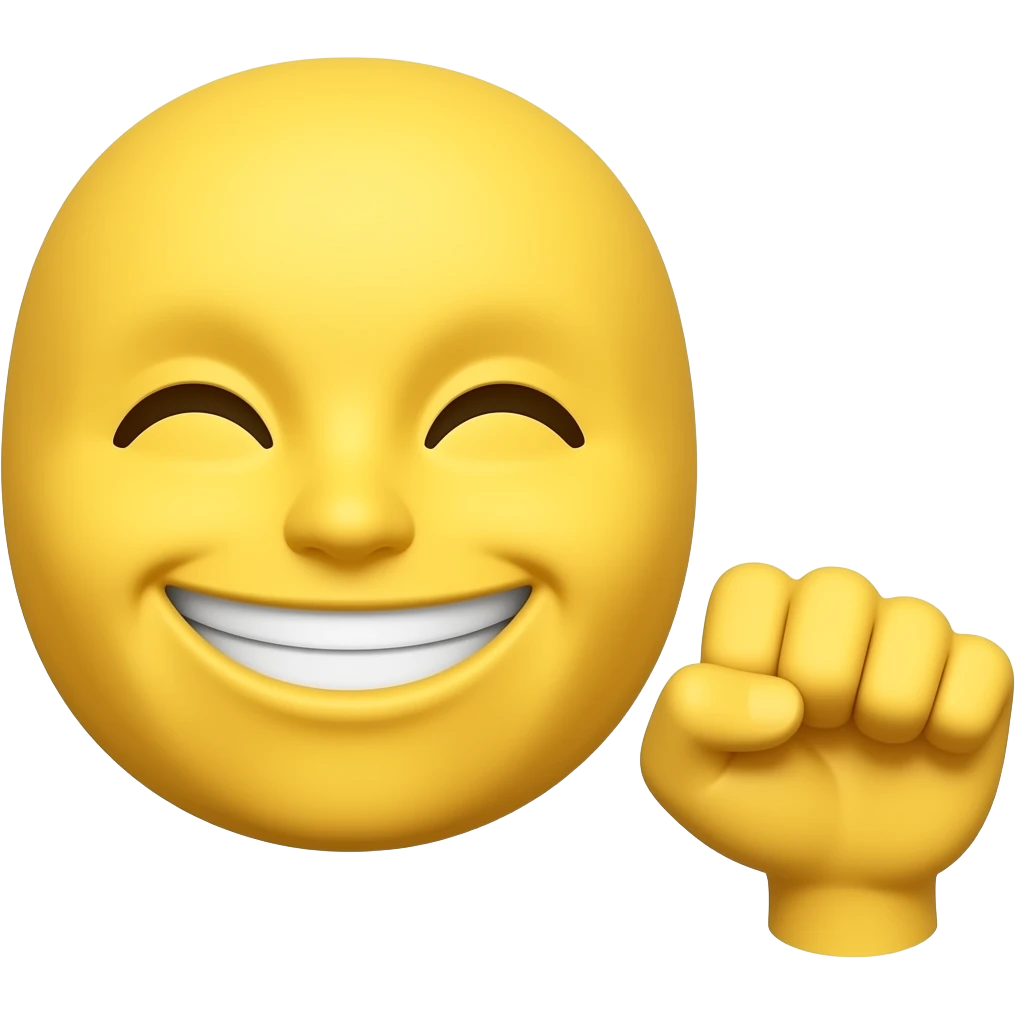 yellow face emoji with a fisti hand next to the face and eyes closed flipped smiling emoji