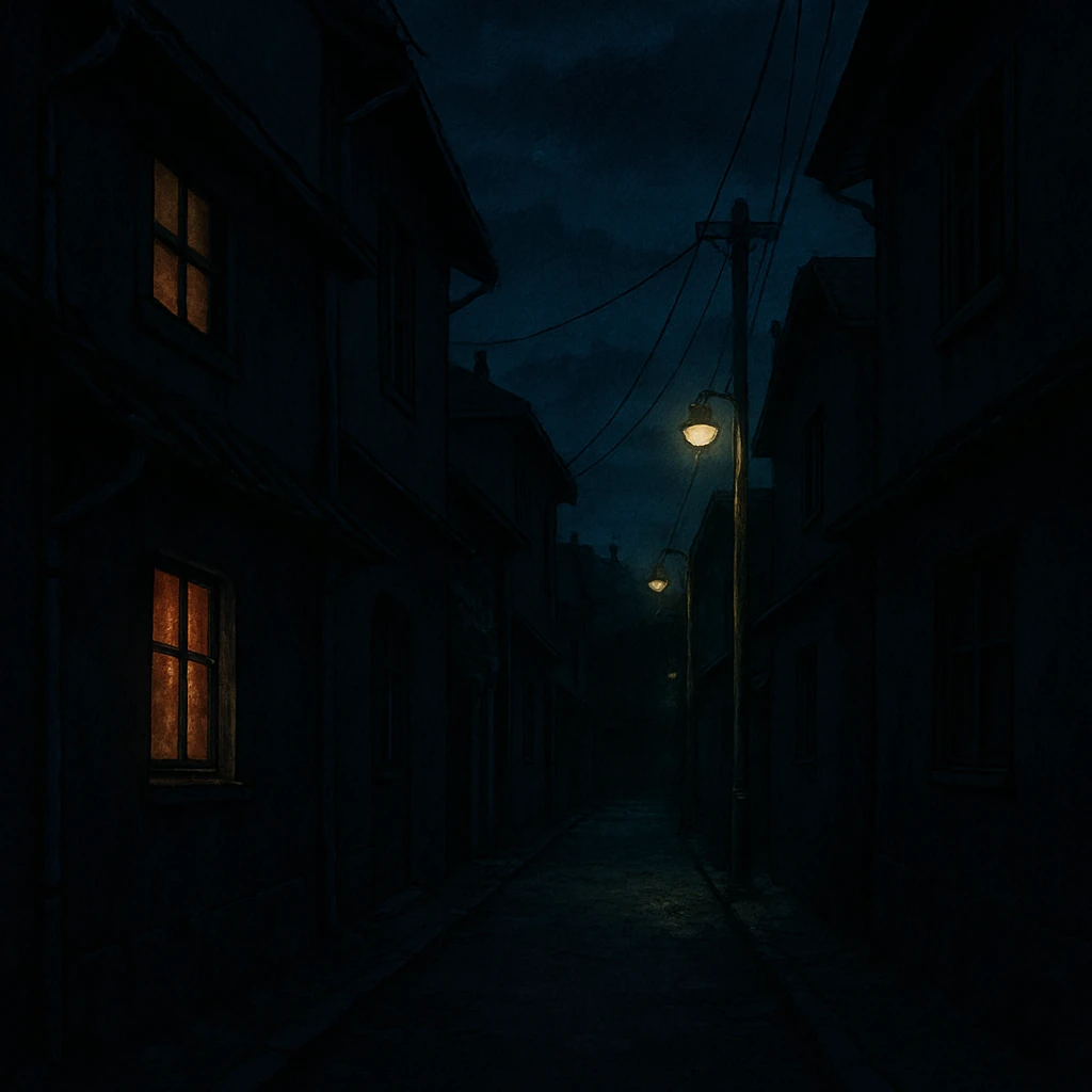 dark alley, dark street among houses emoji
