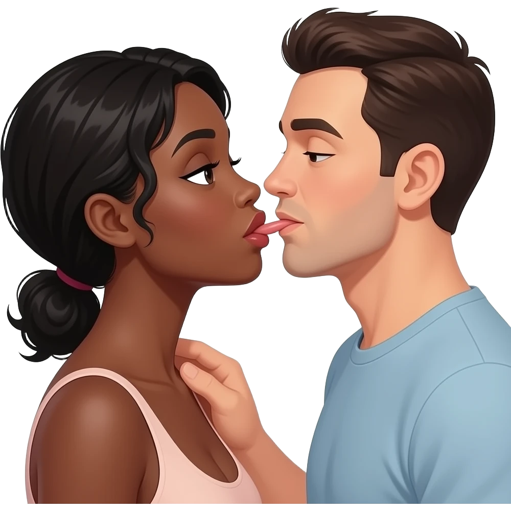 Make a naked black girl showing her sucking a dick emoji