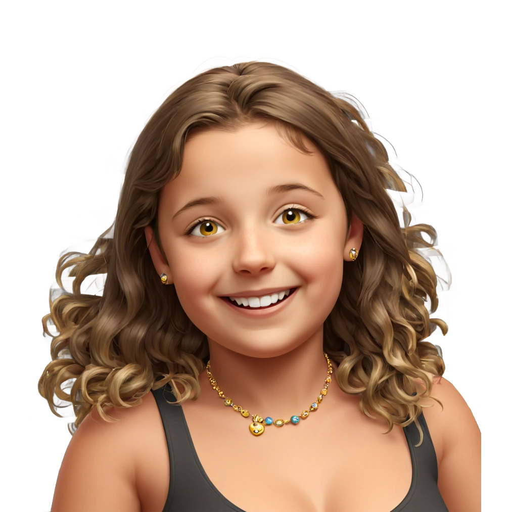 happy girl indoors with jewelry emoji